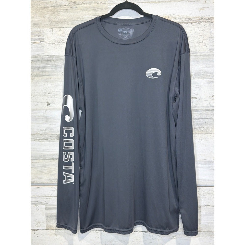 Costa Del Mar Performance Shirt Men XXL Gray Long Sleeve Rashguard Fishing EUC